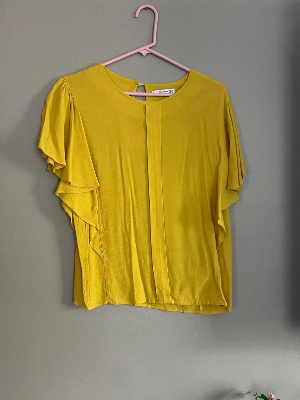 Mango‎ Mustard Ruffle Sleeve Blouse